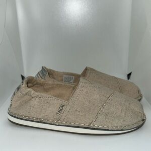 Skechers BOBS Chill Boho Linen Slip on Flats Memory Foam Heather Natural 5.5